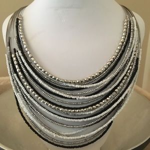 Joe Fresh 18-Strand Silver, Black, White Necklace